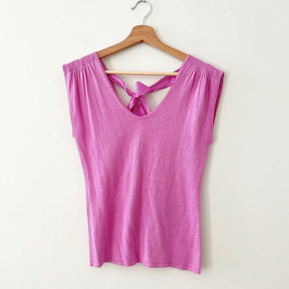 Lilly Pulitzer 'Grady Sweater' Top with Ribbon tie in the back in "Pansy Purple"